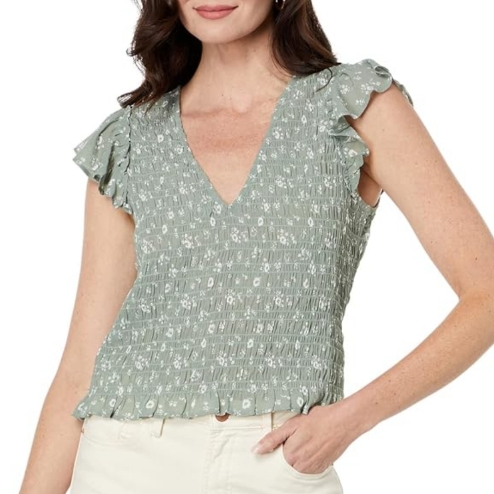 Madewell Lucie V Neck Smocked Top size 28w